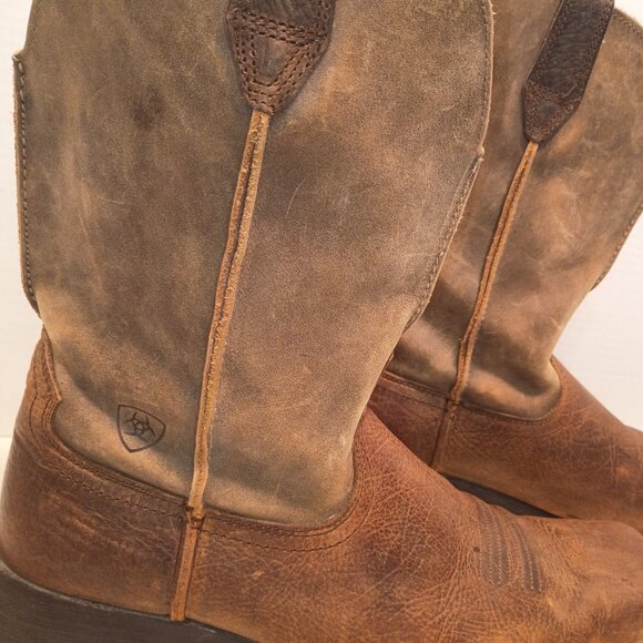 ARIAT "Rambler" Men's Size 11D Pull-on Western Boot Square Toe Brown Leather - Picture 5 of 14